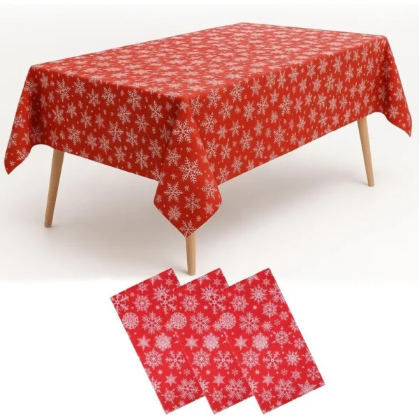 Tischdecke Schneemann Rot-Grün