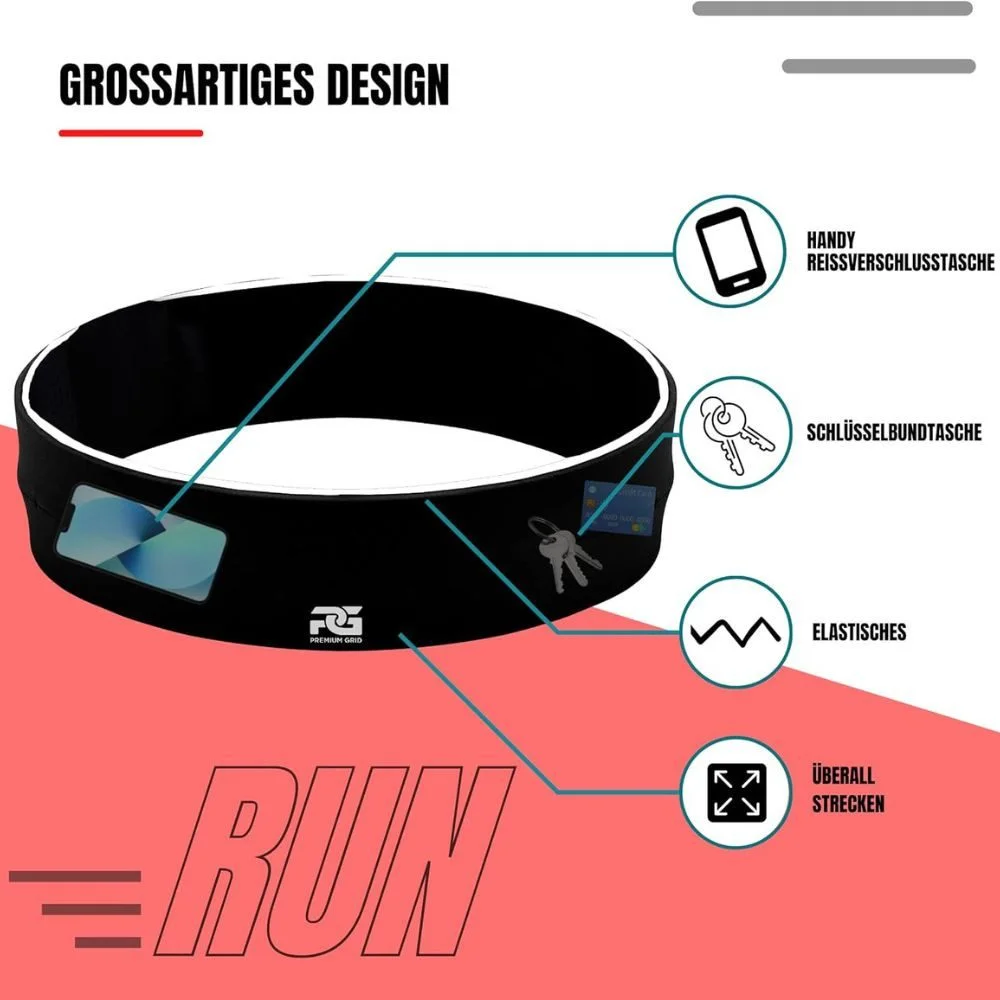 Montegoni Unisex Running Belt – Adjustable Waist Pack for Phone & Keys