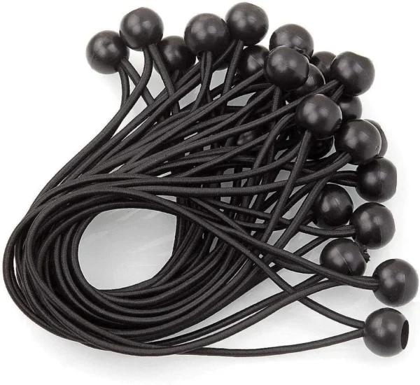 Gummibänder Schwarze Spanngummis mit Kugel – 50 Stück, 13,7 cm