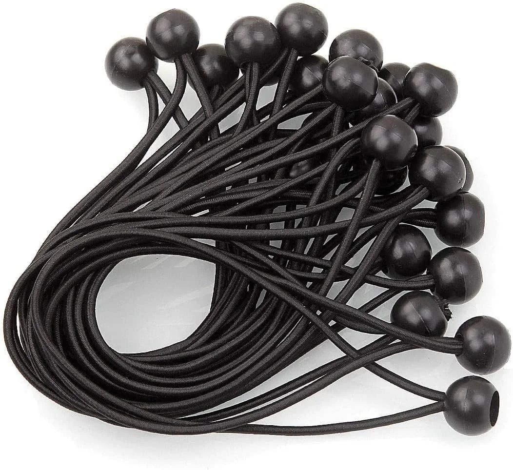 Gummibänder Schwarze Spanngummis mit Kugel – 50 Stück, 13,7 cm
