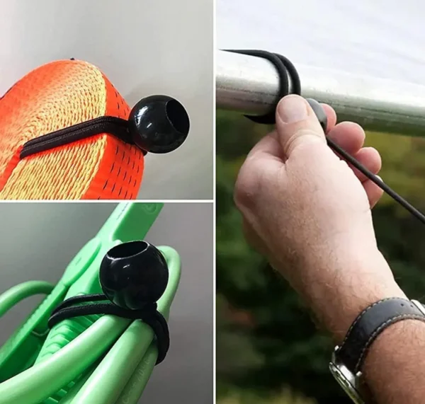 Gummibänder Schwarze Spanngummis mit Kugel – 50 Stück, 13,7 cm