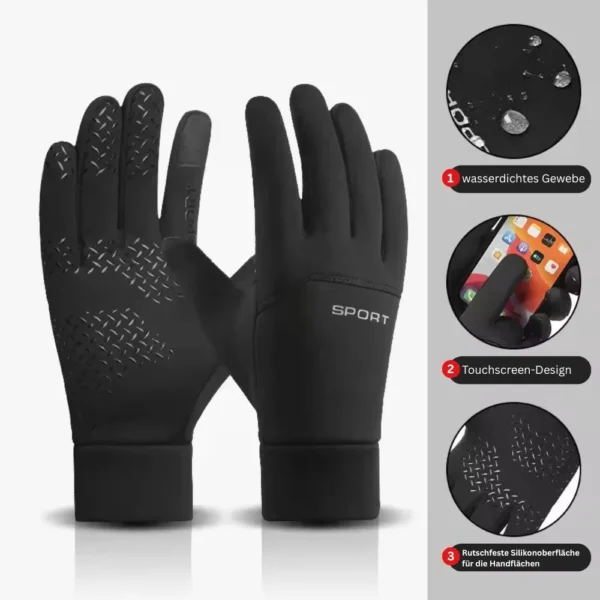 Montegoni Laufhandschuhe Touchscreen Unisex – Schwarz, rutschfest, windabweisend