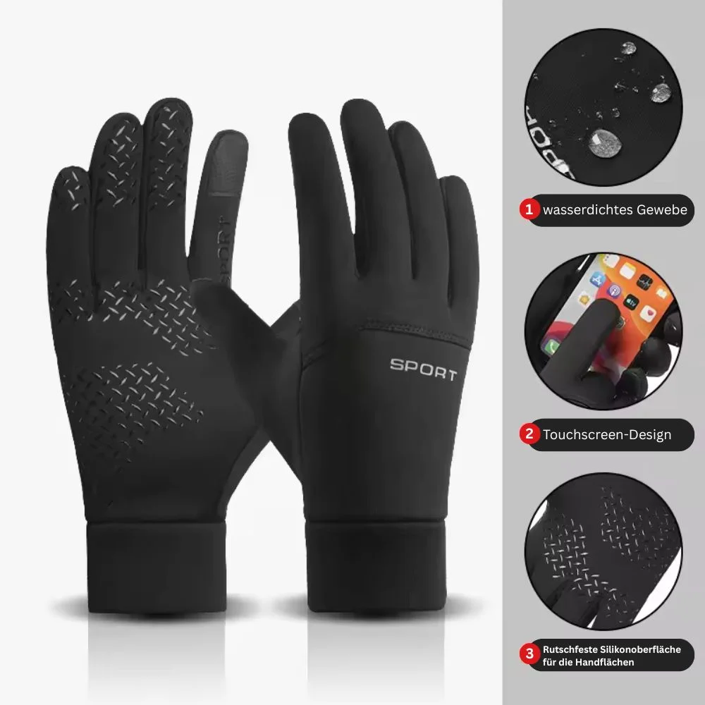 Montegoni Laufhandschuhe Touchscreen Unisex – Schwarz, rutschfest, windabweisend