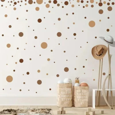 Boho wall decal, brown polka dot wall sticker – 140 polka dot wall decals