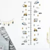 Height Chart Wall Stickers Construction Vehicles, Trees & Clouds