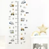 Height Chart Wall Stickers Construction Vehicles, Trees & Clouds