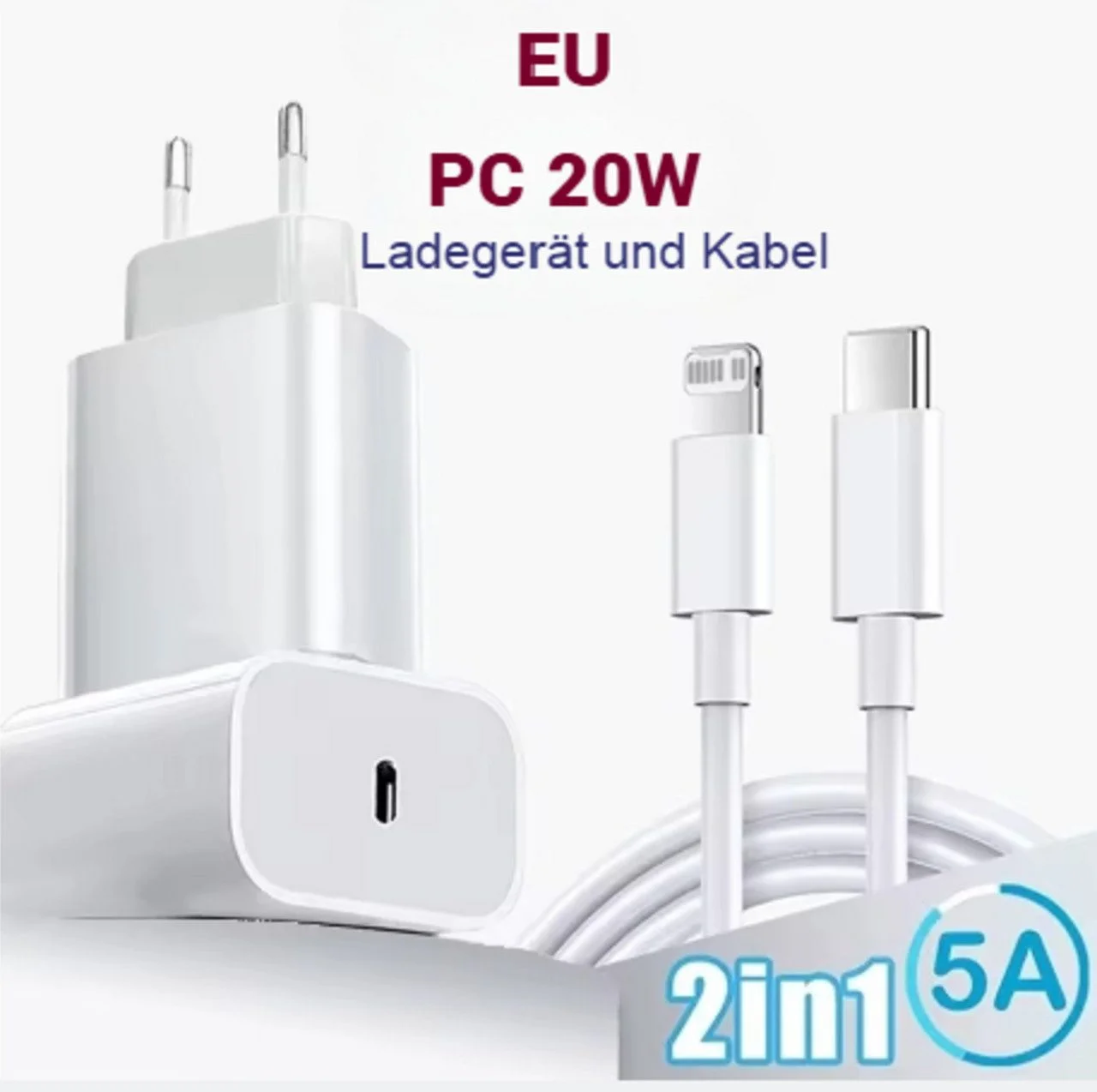 USB-C-Schnellladegerät 20 W mit Lightning-Kabel