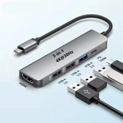 Montegoni USB-C Hub mit 4K-HDMI und 3 × USB 3.0 – Adapter für Laptop & iPad