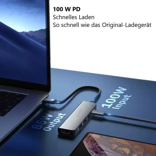 Montegoni USB-C Hub mit 4K-HDMI und 3 × USB 3.0 – Adapter für Laptop & iPad