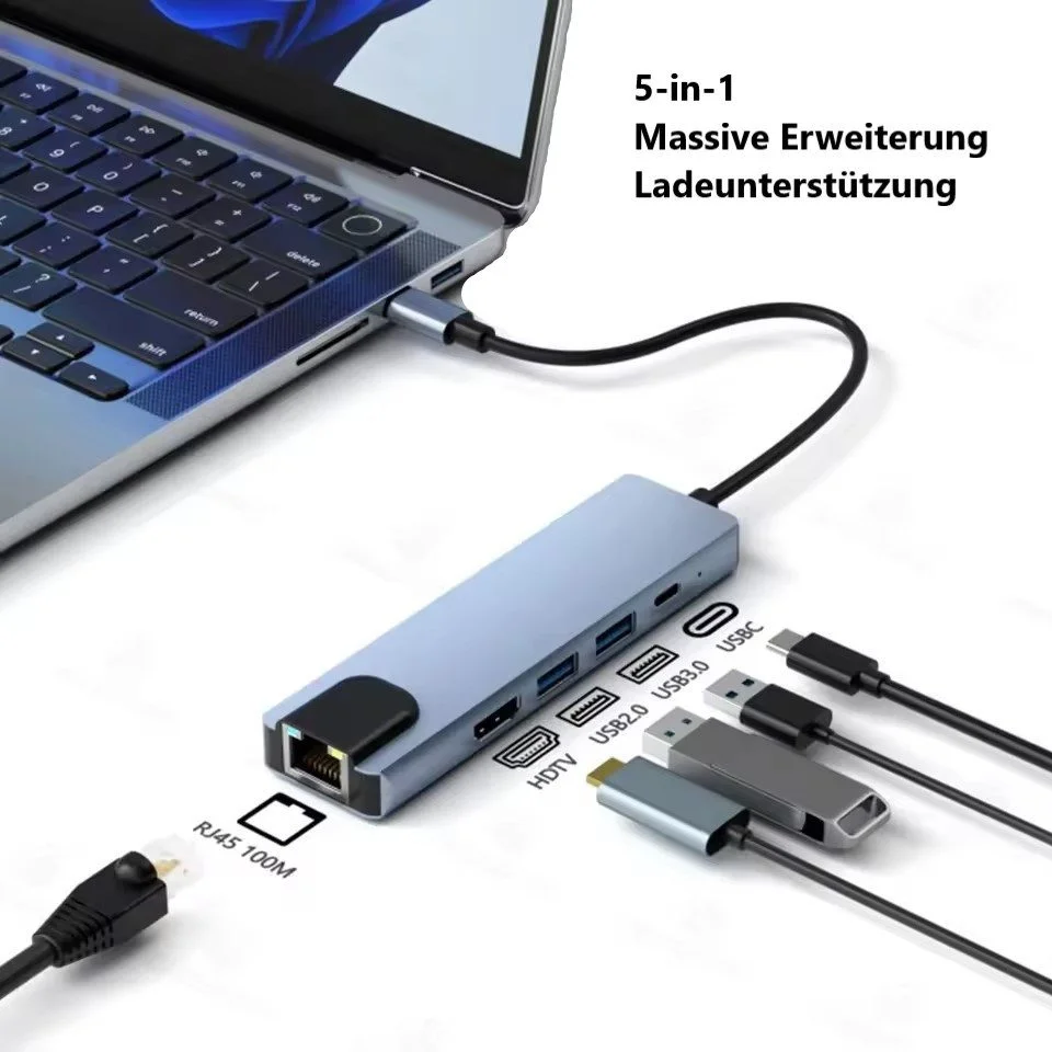 USB-C Hub 5-in-1 with 4K HDMI, RJ45, USB 3.0 & USB 2.0