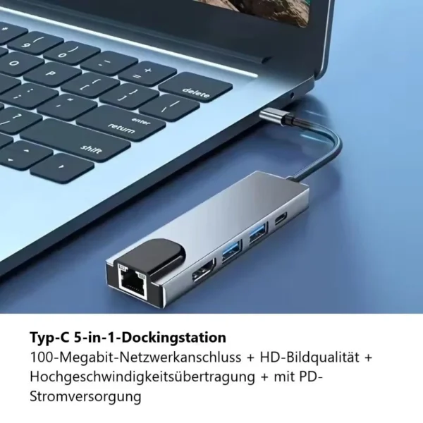 USB-C Hub 5-in-1 with 4K HDMI, RJ45, USB 3.0 & USB 2.0