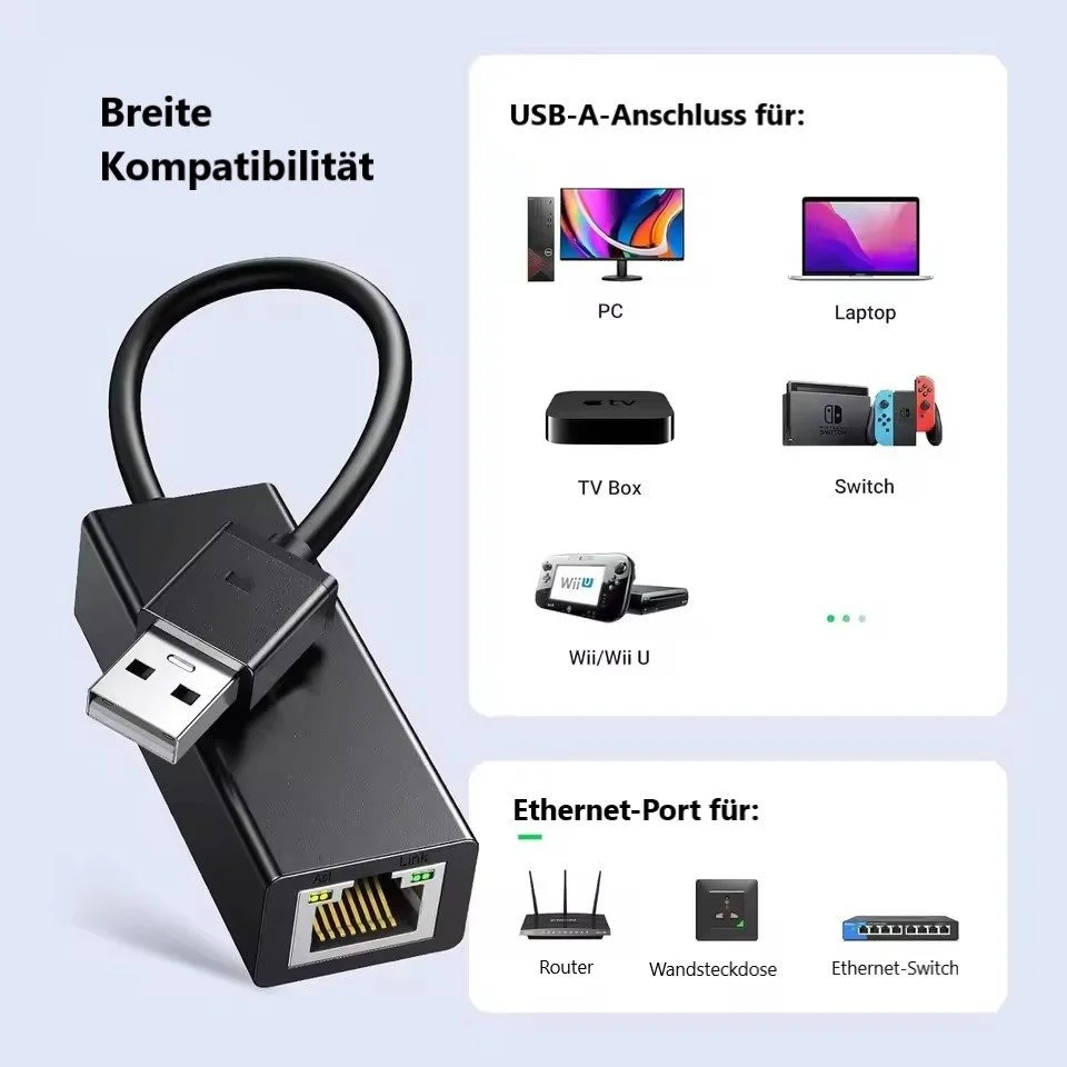 USB-C-auf-RJ45-LAN-Adapter, 100 Mbit/s