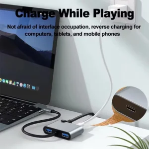 USB-C-Adapter 4-in-1 mit RJ45 (LAN), PD & USB