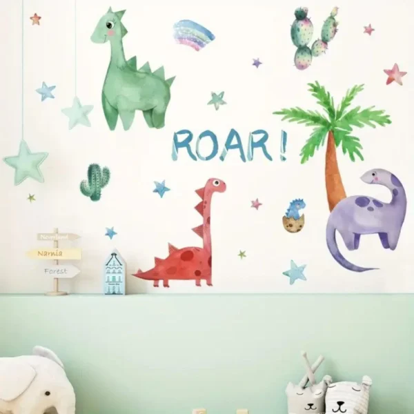 Back-Set BRUP Boho Chic Dinosaur & Rainbow Wall Stickers
