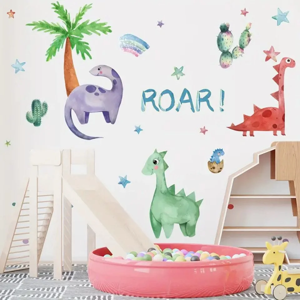 Back-Set BRUP Boho Chic Dinosaur & Rainbow Wall Stickers