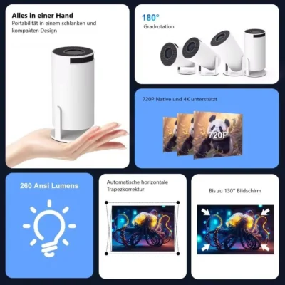 HY300 Portable Projector, White