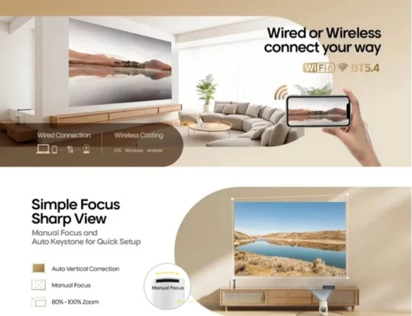 Tragbarer Beamer 4K, Weiß