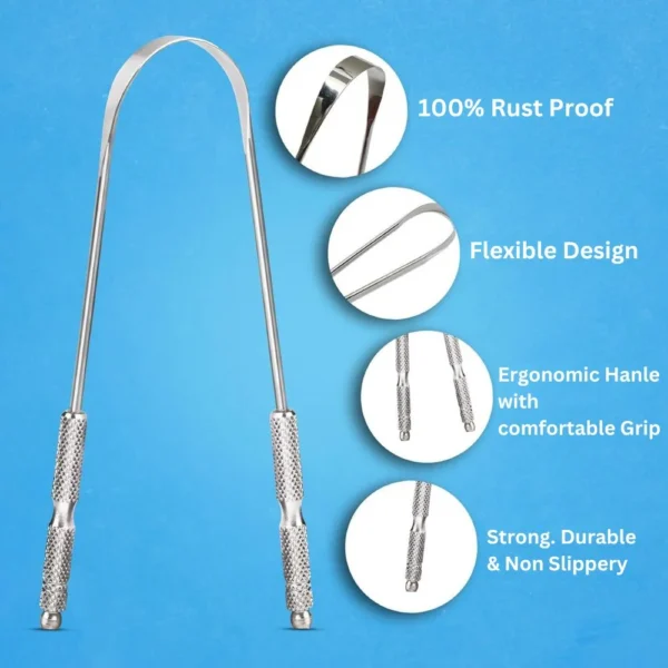 Zungenschaber aus Edelstahl, 2er-Set