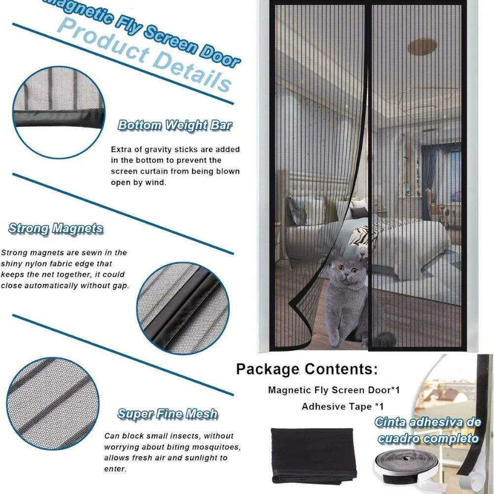 Montegoni Magnetic Fly Screen for Doors 90 × 210 cm – No-Drill Installation