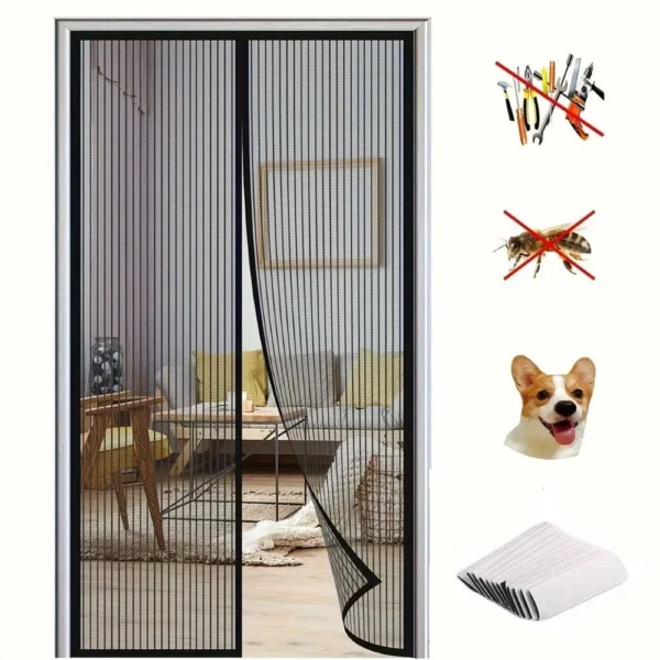 Montegoni Magnetic Fly Screen for Doors 90 × 210 cm – No-Drill Installation