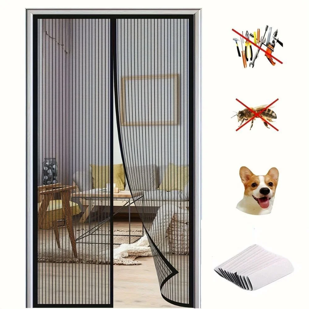 Montegoni Magnetic Fly Screen for Doors 90 × 210 cm – No-Drill Installation