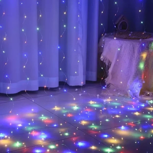 LED-Lichtervorhang mehrfarbig, 3 × 2 m