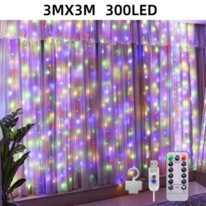 LED-Lichtervorhang mehrfarbig, 3 × 2 m
