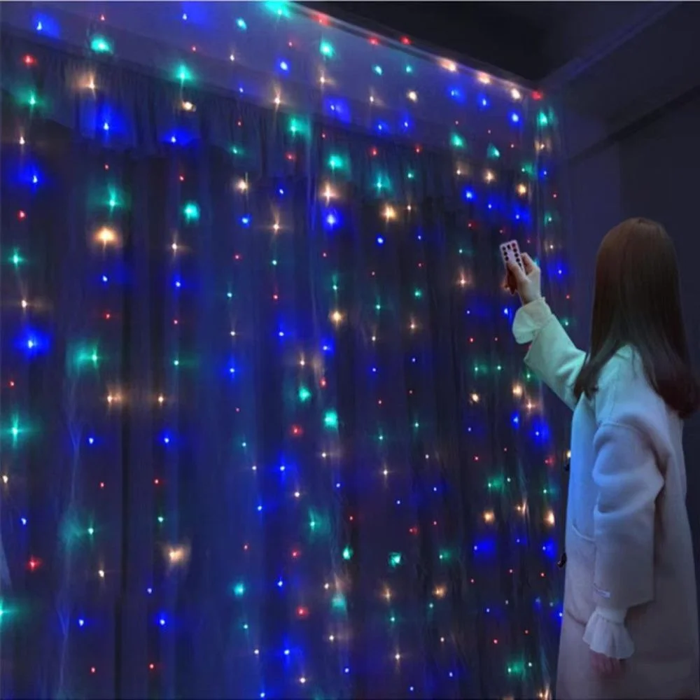 LED-Lichtervorhang mehrfarbig, 3 × 2 m