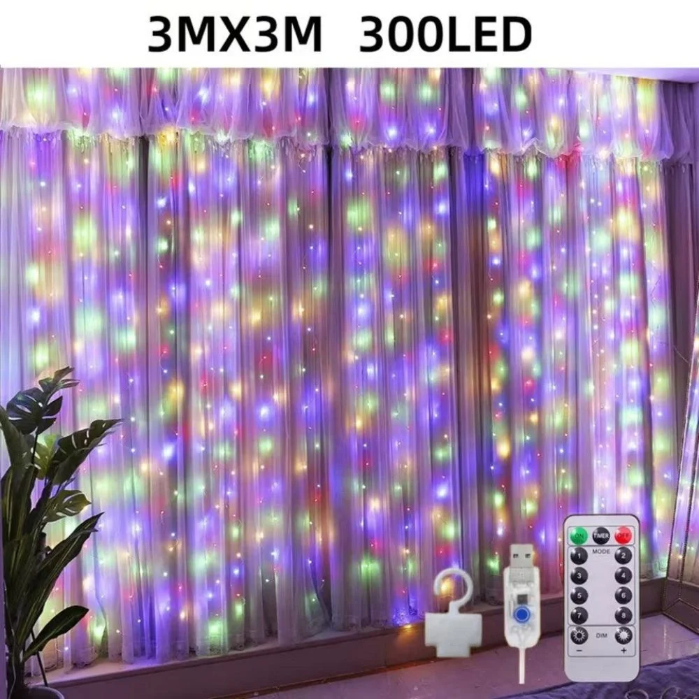 LED-Lichtervorhang mehrfarbig, 3 × 2 m