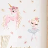 Girl with Pink Unicorn Wall Stickers