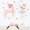 Girl with Pink Unicorn Wall Stickers