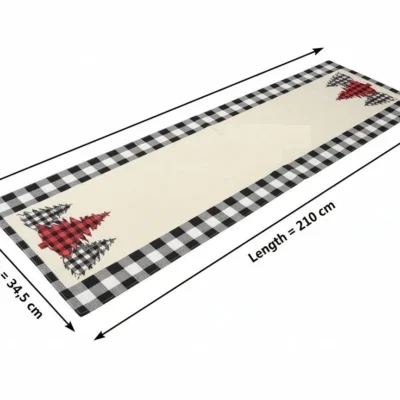 Christmas Tablecloth, Black & White with Border