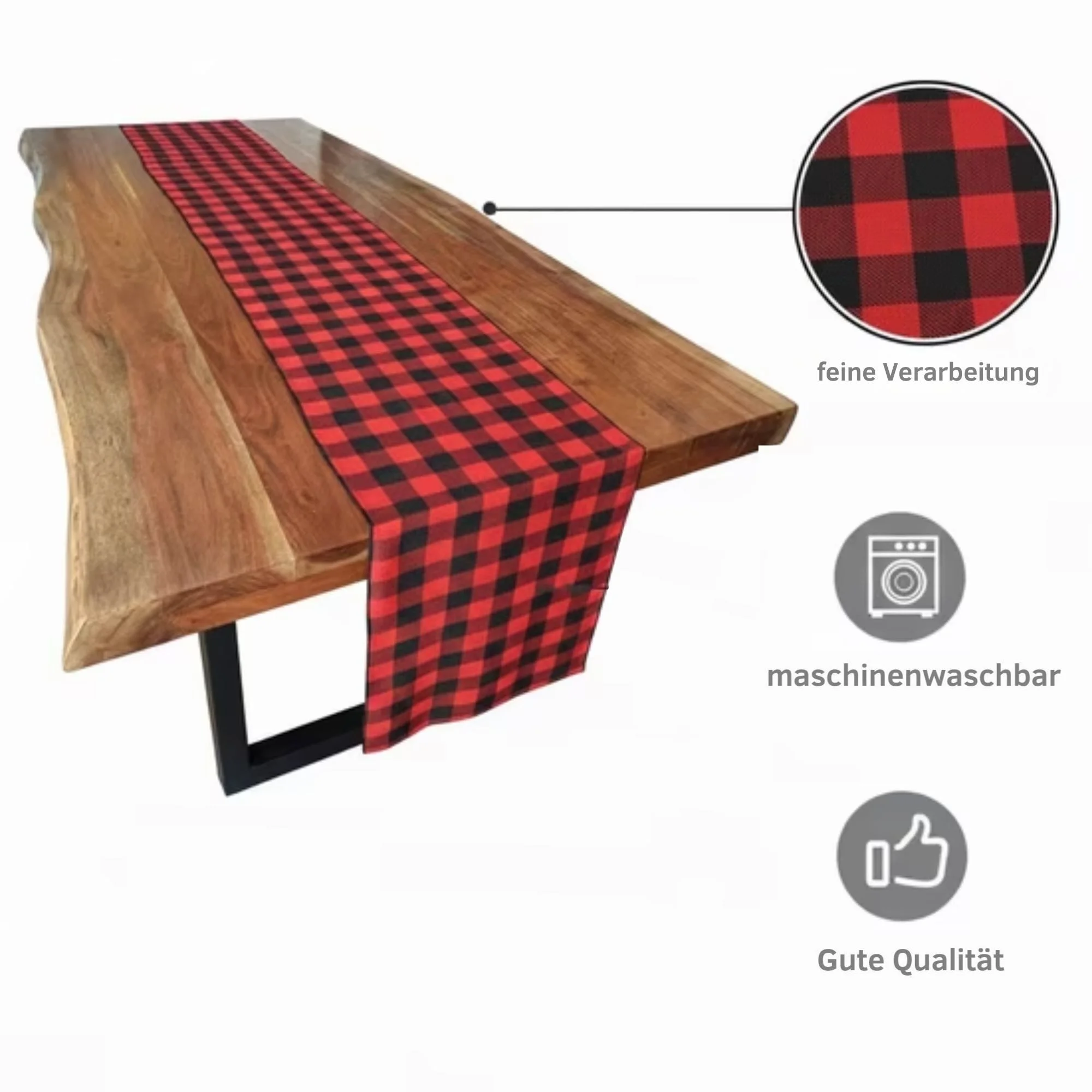 Weihnachtstischdecke Schwarz-Rot